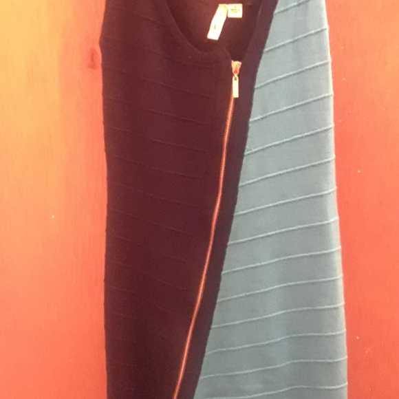 Asymmetric zip bandage bodycon dress color block M - Picture 2 of 5